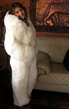 Women&#39;s white hooded Overall made of Suri alpaca fur, in all Sizes  - £1,494.14 GBP