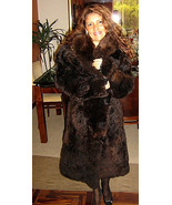 Dark brown fur long coat made of baby alpaca, outerwear, X-small - £834.52 GBP