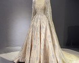 Beautiful  Luxurious Crystal Nude Dubai Evening Dresses with Cape for Wedding Pa - $1,979.99 - $1,989.99