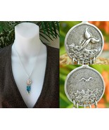 Reversible Pendant Whale Tail Flying Seagull Dangling Beads Necklace - £15.91 GBP