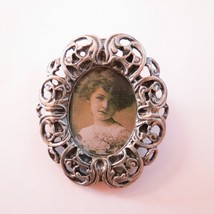Vintage Picture Frame Brooch Pewter Tone Signed AINSI SOIT NOUS Removabl... - £7.95 GBP