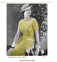 1930s Dress with Yoke, Short Sleeves and Very Lacy - Crochet pattern (PDF 3683) - £2.96 GBP