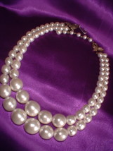 Vintage Jewelry White Plastic Two Strand Necklace - £7.99 GBP
