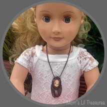 Coral Cameo Bronze Dangle Chain Pendant Doll Necklace • 18 Inch Doll Jew... - £7.82 GBP