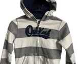 Osh Kosh BGosh Hoodie Boys size 7 Gray White Striped Heavy Fleece Full Zip - $14.01