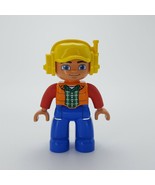 Duplo Figure Lego Male Orange Vest Yellow Cap Headset Construction Minif... - £2.32 GBP