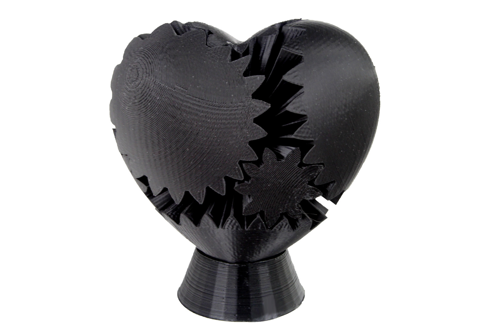 LeLuv Goth 3D Printed Black Heart Gear Twister W/ DISPLAY STAND ~ Brain Teaser - $35.99