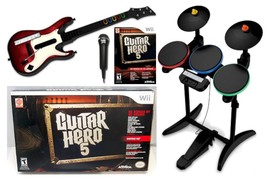 NEW Nintendo Wii Wii-U Guitar Hero 5 BAND SET Kit w/Drums+Mic+Guitar Game Bundle - £789.84 GBP