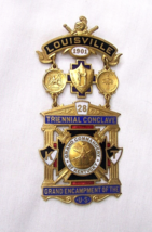 1901 ANTIQUE KNIGHTS TEMPLAR 28 GRAND ENCAMPMENT LOUISVILLE MEDAL BADGE ... - £97.30 GBP