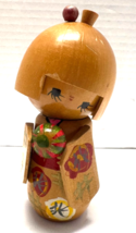 Vintage Japanese KOKESHI Wooden Girl Doll 4 3/4&quot; - $24.75