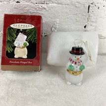 Hallmark Keepsake Ornament Snowman Porcelain Hinged Box Vtg 90&#39;s 1997 Christmas - £10.38 GBP