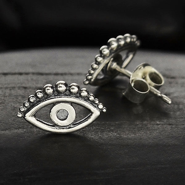 Sterling Silver Evil Eye Post Earring 6x10mm - $42.20