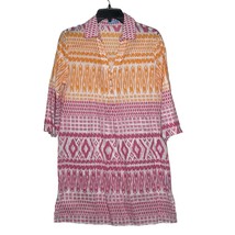 J. McLaughlin Dress Size Small Colorful Pastels Pattern 3/4 Sleeve 100% Cotton - £31.84 GBP