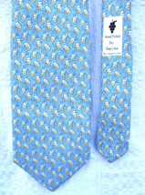 Vineyard Vines Beer Print on Light Blue Silk Tie NEW Handmade in USA - £30.37 GBP