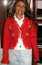 Red cardigan,jacket made of pure Babyalpaca wool  - £103.11 GBP