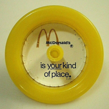 Mc Donalds Is Your Kind Of Place 60s 70s Vtg Yellow Toy Top With Paper Insert Nos - £10.15 GBP