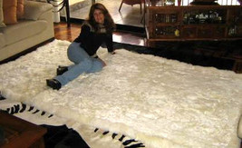 Original from Peru, white baby alpaca fur rug, 90 x 60 cm/ 2&#39;95 x 1&#39;97 ft - $203.00