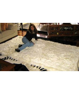 Original from Peru, white baby alpaca fur rug, 90 x 60 cm/ 2&#39;95 x 1&#39;97 ft - £161.76 GBP