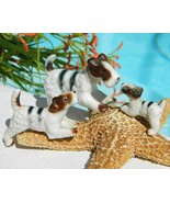 Vintage Wire Fox Terrier Dogs Family Miniature Trio Set 3 Figurines - $19.95