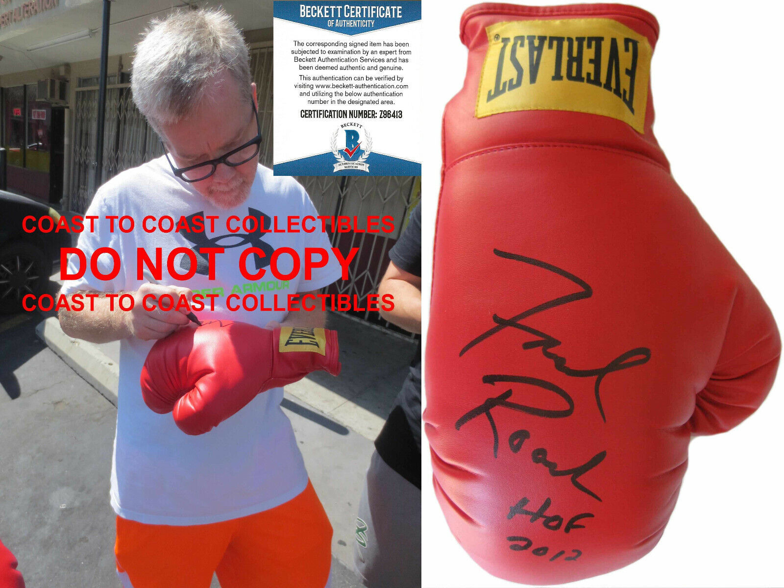 Freddie Roach signed Everlast boxing glove COA exact proof Beckett BAS - £155.05 GBP