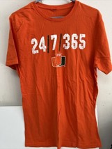 24/7/365 &quot;The U&quot; Miami Hurricanes Orange T Shirt Size LG - £11.61 GBP