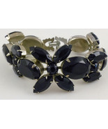 WEISS Black Glass and Silver-Tone Vintage BRACELET - 7 inches long - FRE... - £51.41 GBP