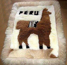 Motive Alpaca fur rug from Peru,carpet 35 x 23 Inches - £80.82 GBP