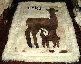 Alpaca motive fur carpet from Peru, Alpakita, 80 x 60 cm - $128.30