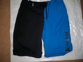 MEN&#39;S GUYS HURLEY TWO FACE HALF BLUE HALF BLACK BOARDSHORTS SWIM SUIT NE... - £25.95 GBP