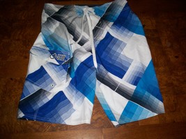 Men's Guys O'neill Epicfreak Blue/White Plaid Board Shorts Swim Suit New $65 - $32.99