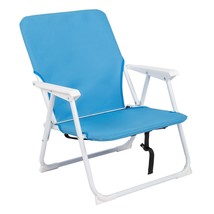 Folding Beach Chair Blue Oxford Cloth Iron Frame Backyard Picnic Camping... - £23.68 GBP