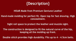 Fits WALTHER PKK/S 3.3”BBL Handmade Leather Belt Holster With Open Top #1170# RH image 7
