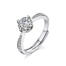 Beautiful Wedding Four Claw 6.5mm Round Moissanite Ring 14k White Gold Plated - £61.88 GBP