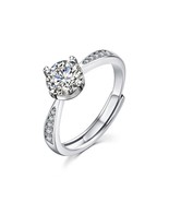 Beautiful Wedding Four Claw 6.5mm Round Moissanite Ring 14k White Gold P... - £61.70 GBP