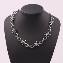 Wire Brambles Necklace Women Hip-hop Punk Style Barbed Wire Brambles Link Chain  - £13.60 GBP
