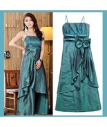 Satin Shimmer Duo Color Formal Ruffles Evening Prom Gown w/ Spaghetti St... - £61.49 GBP