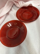 2 Vintage ROYAL RUBY RED ROUND GLASS SAUCERS PLATES 5 3/4&quot; Diameter - £2.95 GBP