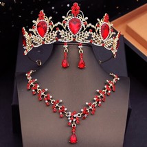 Gold Red Crystal Wedding Tiara | Silver Gold AB White Blue Green Pink Cr... - £71.71 GBP