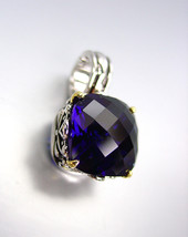 Designer Style Silver Gold Balinese Filigree Sapphire Blue CZ Crystal Pe... - $26.99