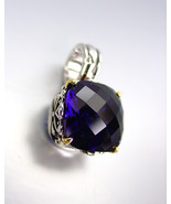 Designer Style Silver Gold Balinese Filigree Sapphire Blue CZ Crystal Pe... - £21.57 GBP