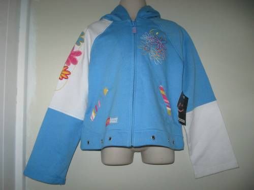 New! JOE BOXER Girls Hoodie Jacket Blue Wht Embroidery 6/6X - $13.99