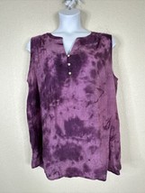 Faded Glory Womens Plus Size 4X Purple Crumple Dyed V-neck Top Sleeveless - $18.49