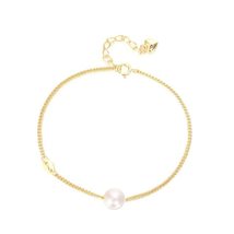 fashion 925 sterling silver bracelets single pearl gold plated bracelets for wom - £20.31 GBP