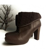UGG Australia Dandylion Tres Brown Leather Knit Ankle Boots Size 9.5 100... - €60,71 EUR