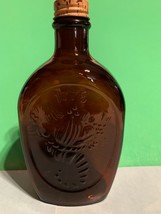 Vintage 1776 Log Cabin Syrup Cornucopia Design Dark Glass Bottle with Sc... - $7.99