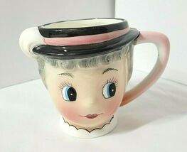 Lady Head Mug Vintage Woman Cup 3 D Relief PY Japan Coronet Excellent Co... - $584.77 MXN