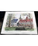 Montreal Rue du Tresor Color Drawing Quebec City Imperfect Wax Museum Vtg - £18.72 GBP