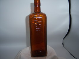 PA2 - 1910&#39;s Lash&#39;s Bitters  NY 9 1/4&quot; Amber Medicine Bottle - $475.91 MXN