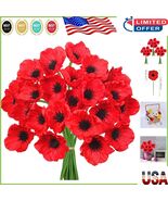 Vibrant 24 Pcs Artificial Red Poppy Flowers - Perfect for Wedding Center... - €27,39 EUR