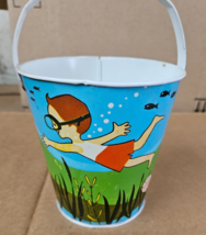 Vintage J Chein boy girls scuba diver Snorkeling Tin Pail Sand Bucket    8 - £29.60 GBP